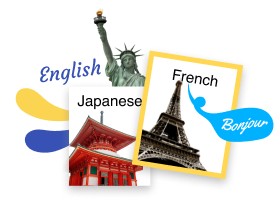 İngilizce, Japonca ve Fransızca için eLLC Dil seçim kutucukları