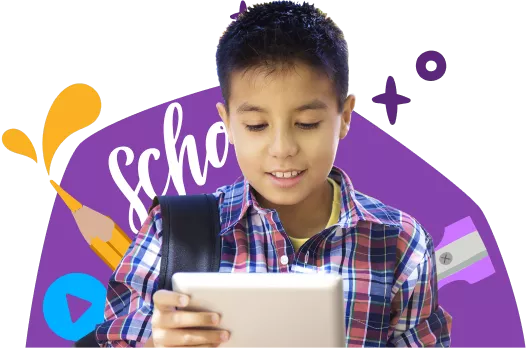 Tablette eLLC kullanan ilkokul çağındaki bir çocuk